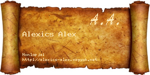 Alexics Alex névjegykártya